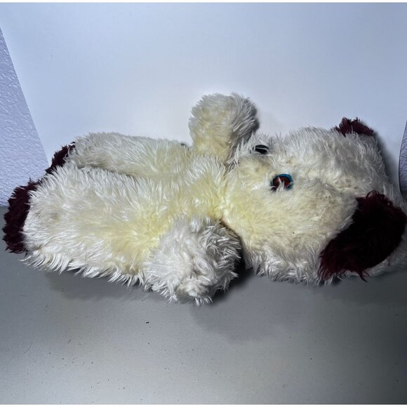 Vintage White & Brown 16" Shaggy Teddy Bear Plush Blue Eyes Needs Repair - Picture 3 of 8